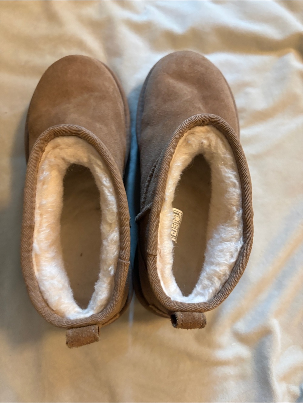 UGG Taupe Suede-Look Faux Shearling Ankle Booties